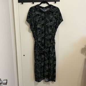 Disturbia ~ Frond Print Button Up Midi Shirt Dress